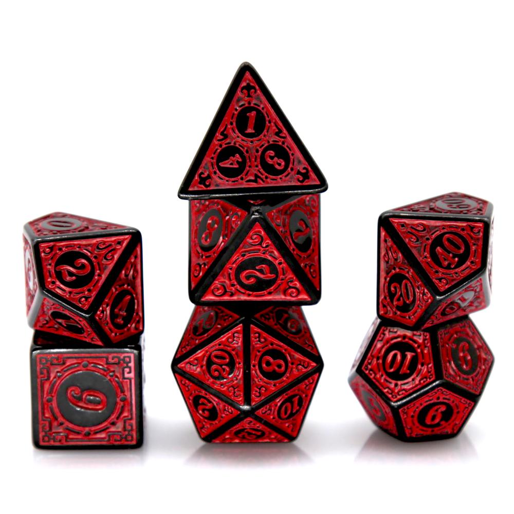Board Game Rpg - Набор из 7 черно-красных акриловых многогранных
